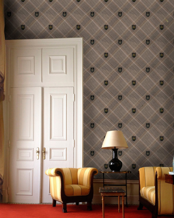MINDTHEGAP Wandtattoo Mural Nobility Grey in Grau, Gold und Braun mit geometrischem Abstract-Design aus Vlies - Bild 1