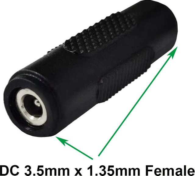 UpperFu DC-Stromanschlussadapter Buchse zu Buchse, 3,5mm x 1,35mm, Schwarz - Bild 1
