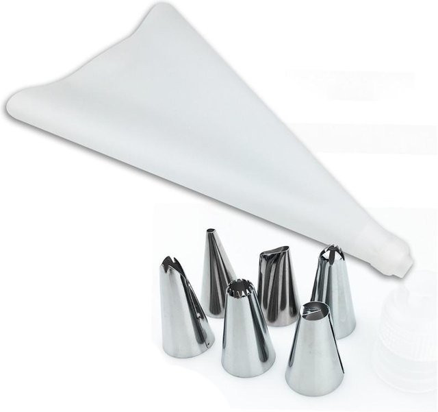 Bestbags Spritzbeutel und Düsen Set aus Silikon und Edelstahl in Weiß für Kuchen und Gebäck - Bild 1