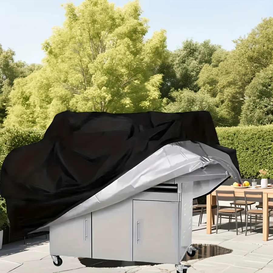 Schwarze Barbecue-Grillabdeckung für Outdoor-Grills mit B/T/H: 117 x 145 x 61 cm - Bild 4