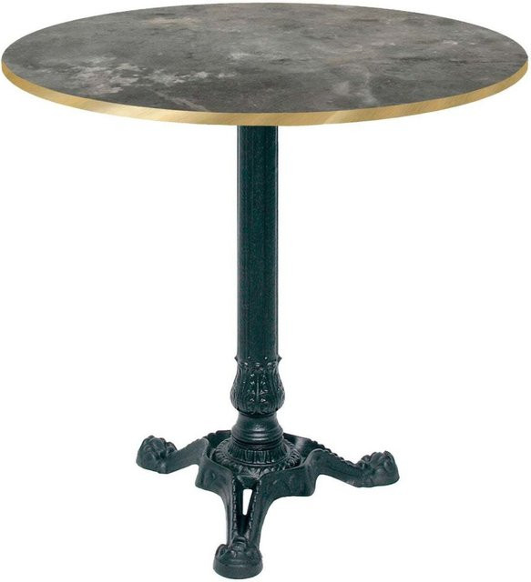 RestooTab Bistrotisch rund in Graublau und Messing mit schwarzem Gestell, Durchmesser: 70 cm, Höhe: 75 cm - Bild 1
