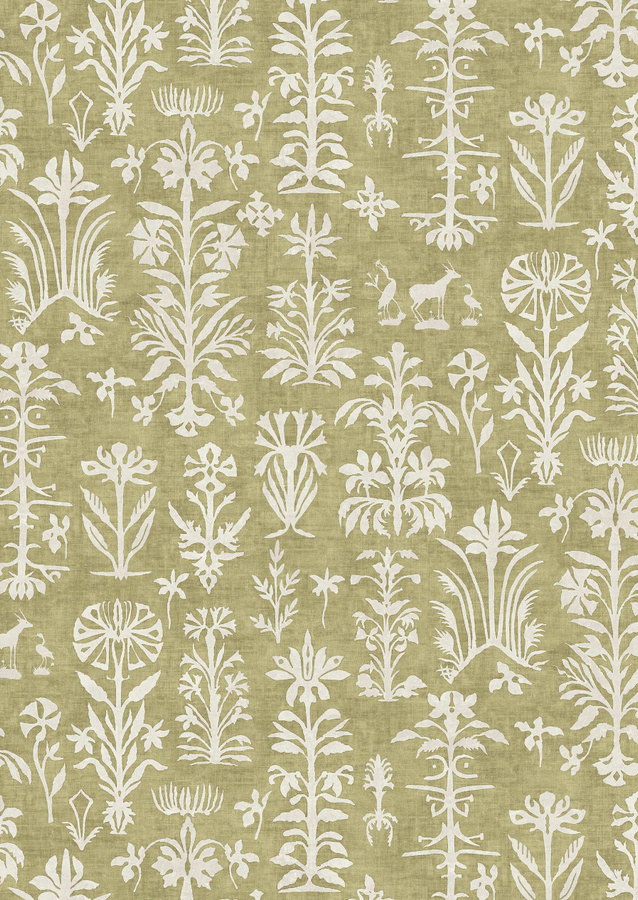 Lewis & Wood Tapete Papyrus Quince in Grün mit floralem und botanischem Design - Bild 1