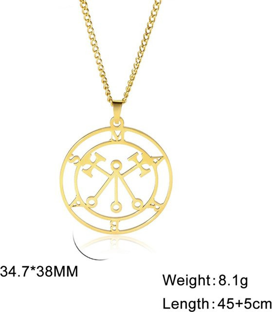 Rui Di Halskette Edelstahl, Sigil von Lilith Anhänger, Gold, Unisex - Bild 1