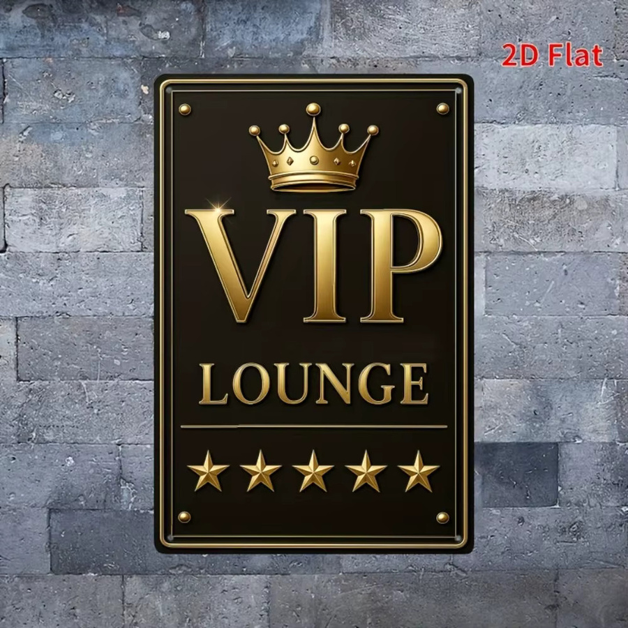 HELLOYOUNG VIP-Lounge-Schild aus Metall mit goldenem Kronen-Design in Schwarz und Gold, Wandkunst für Büro und Restaurant, B/H: 30 x 20 cm - Bild 4