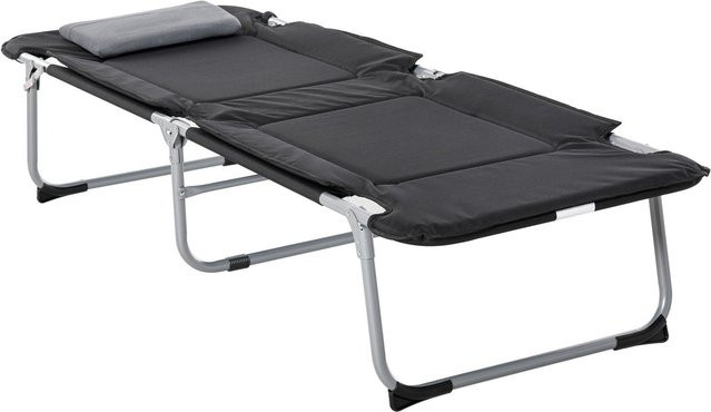 Outsunny Feldbett aus Stahl und Oxford-Gewebe mit Schaumstoff in Schwarz-Silber, Breite: 66 cm, Länge: 183 cm, Höhe: 33 cm - Bild 2