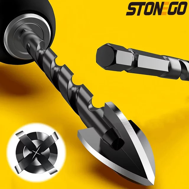 STONEGO Multifunktions-Hartmetallbohrer-Set für Beton, Porzellanfliesen, Glas und Metall, Farbe: Silber - Bild 1