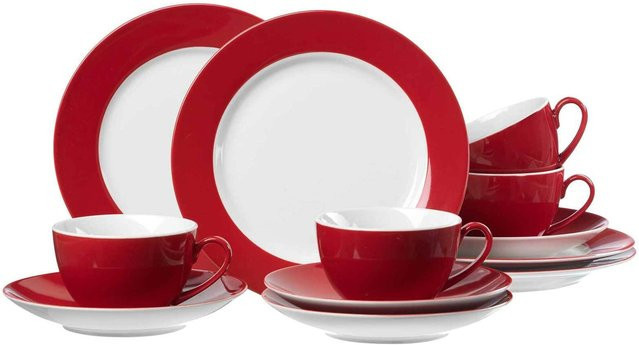 Ritzenhoff & Breker Kaffeeservice Doppio 12-teilig aus Porzellan in Rot und Multicolour - Bild 1
