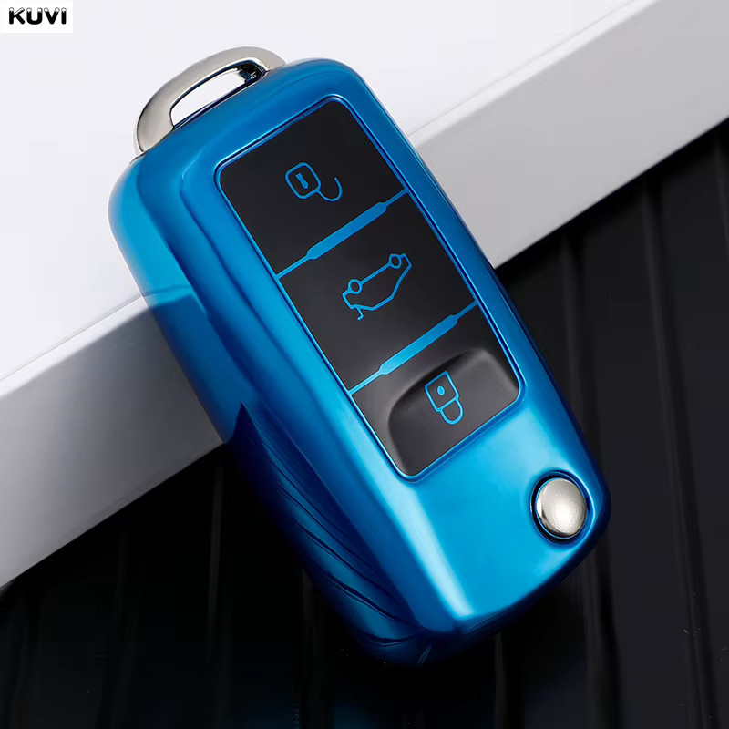 Kuvi TPU Autoschlüsselhülle für VW Volkswagen MK4 Bora Golf Jetta Passat Polo Touran sowie Skoda Seat Tiguan Lavida Octavia - Bild 2