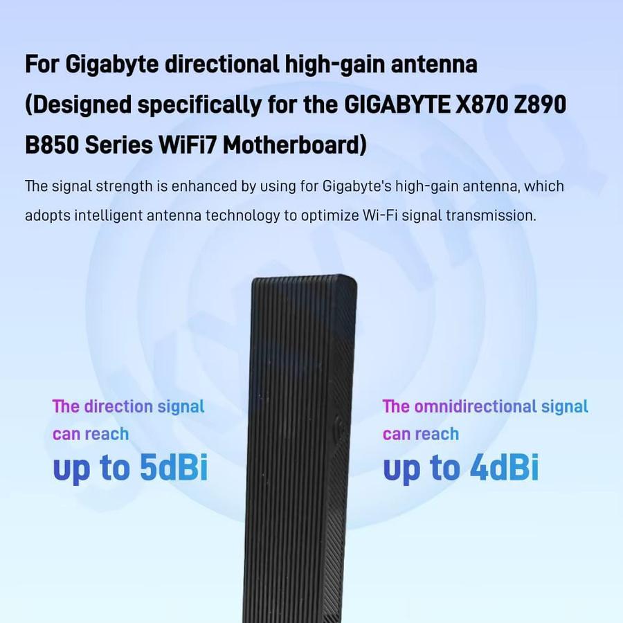 Gigabyte WiFi 7 Magnetische Tri-Band Antenne Schwarz für X870, X870E und X870I Motherboard - Bild 3