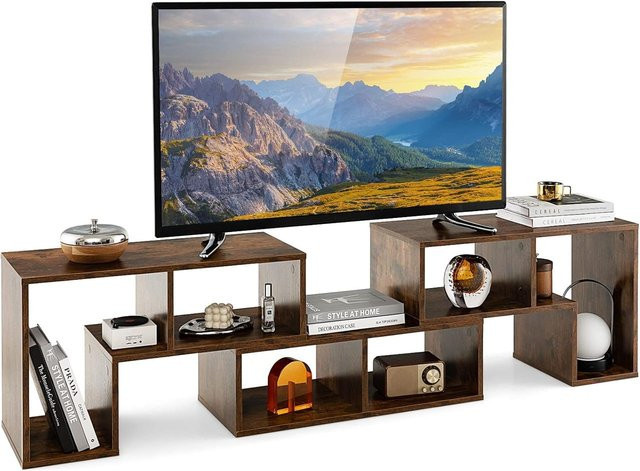 Costway Fernsehschrank aus Holz, 3-teilig frei kombinierbar, Braun - Bild 2