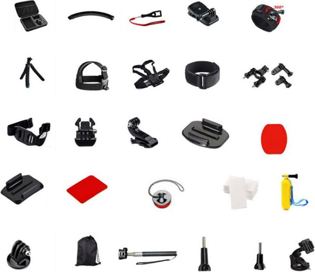 Koogeelife 50 in 1 Outdoor-Sport-Action-Kamera-Zubehörset in Schwarz für Kopf, Brust und Handheld-Aufnahmen - Bild 1