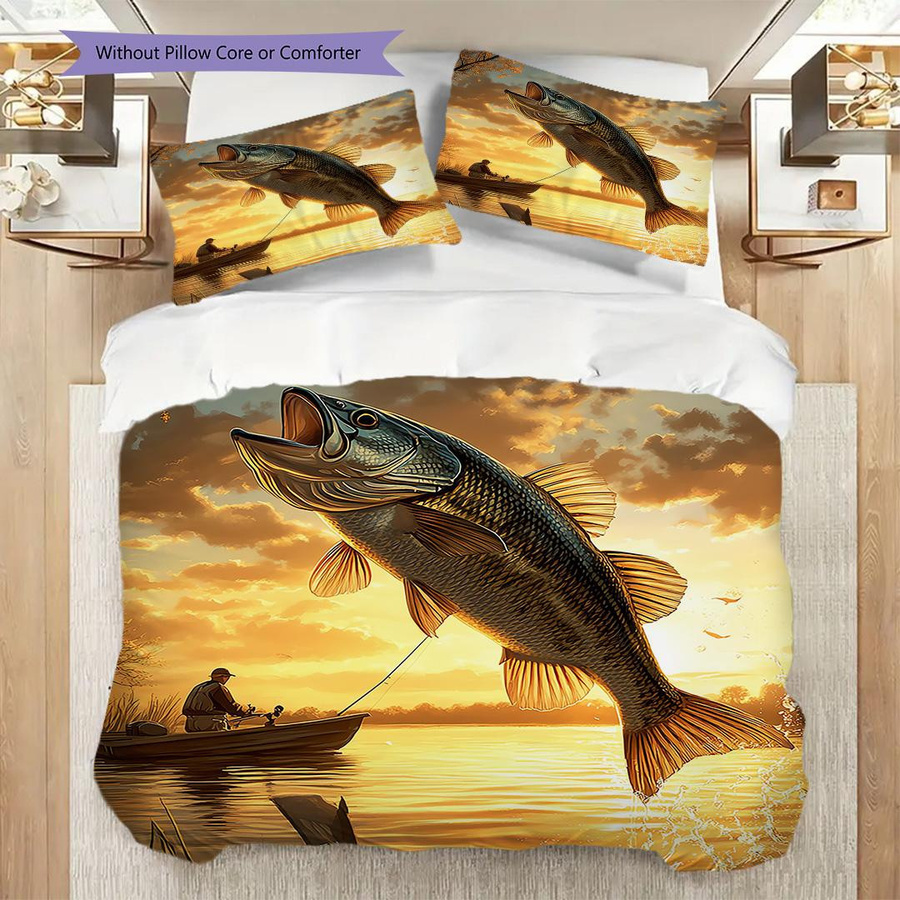 Manus Home Bettwäsche Set mit Fischmuster, 3-teilig: 1 Bettbezug und 2 Kissenbezüge, Mehrfarbig, B/H: 135 x 200 cm - Bild 2