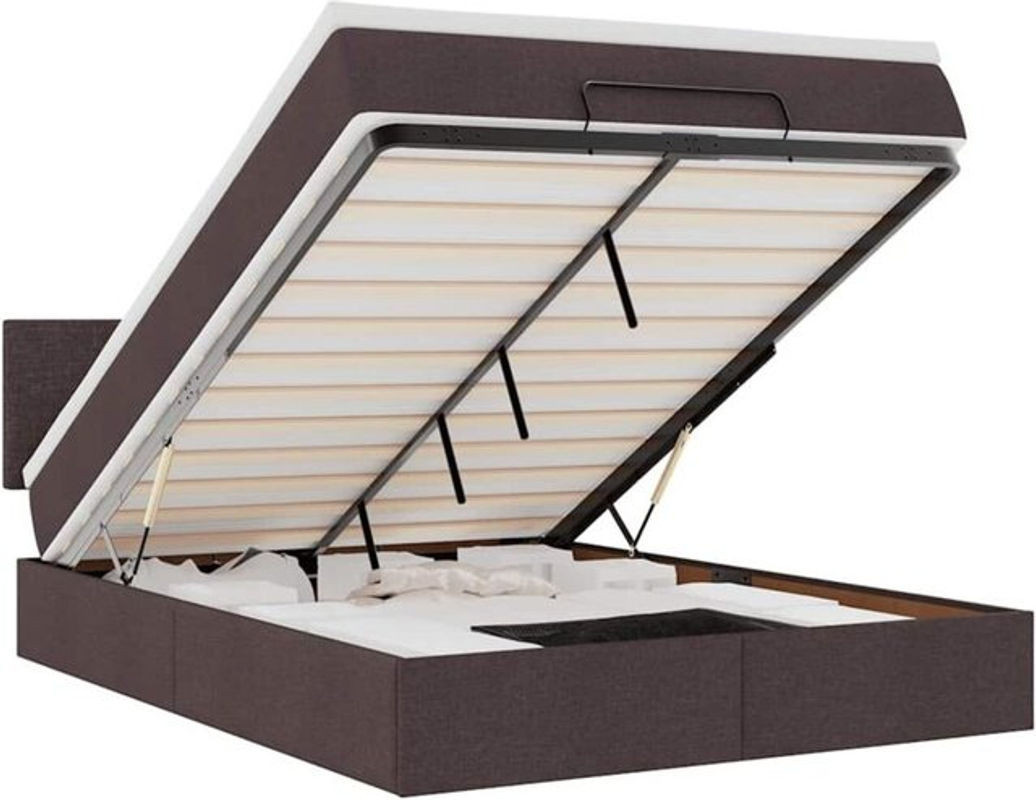 Modernes Polsterbett mit Matratze und LED-Beleuchtung von vidaxl in Braun, B/T/H: 190 x 140 x 88 cm - Bild 1