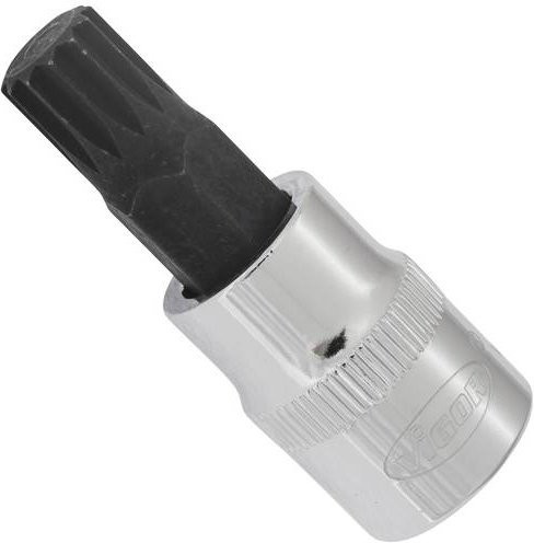 Vigour Innenvielzahn-Schraubendreher-Einsatz M10 in Silber, 3/8 Zoll, 48 mm V6110 - Bild 1