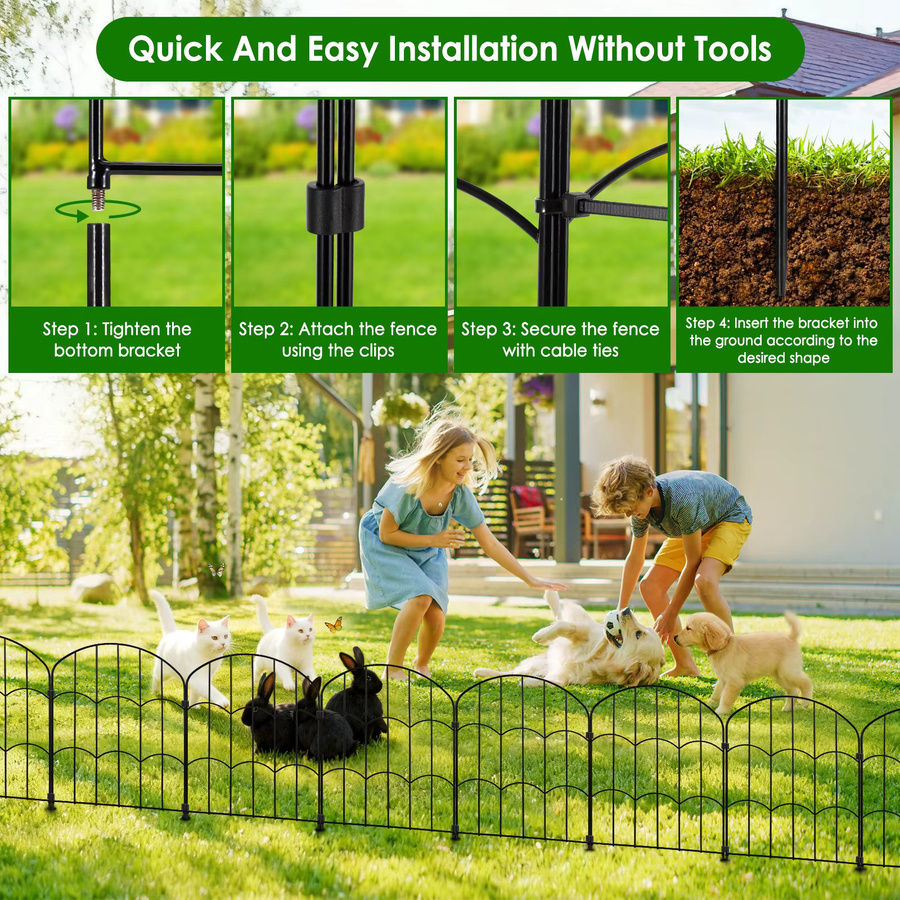 Hypmark 10er Set Metallkanten-Dekorationstafel für den Garten in Schwarz, gewölbte Form als Tierbarriere und Pflanzenumrandung, B: 61 cm, H: 33 cm - Bild 3