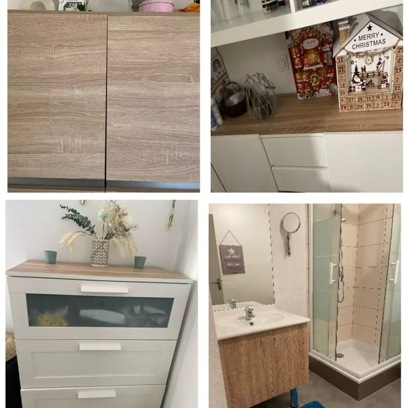 Wasserfestes Kontaktpapier in Holzoptik aus Vinyl, abnehmbarer Wandaufkleber in Braun für Küchenschränke und Wände - Bild 3