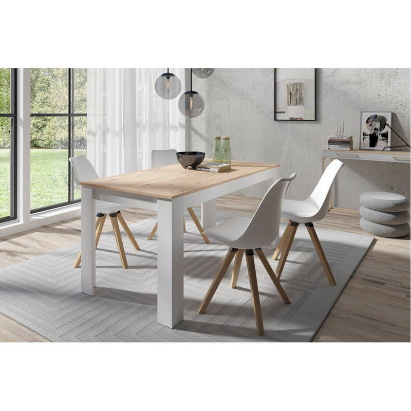 byLIVING Tischgruppe KIRA mit Tisch und 4 Stühlen in Weiß und Eiche, B/T/H: 160 x 90 x 75 cm - Bild 3