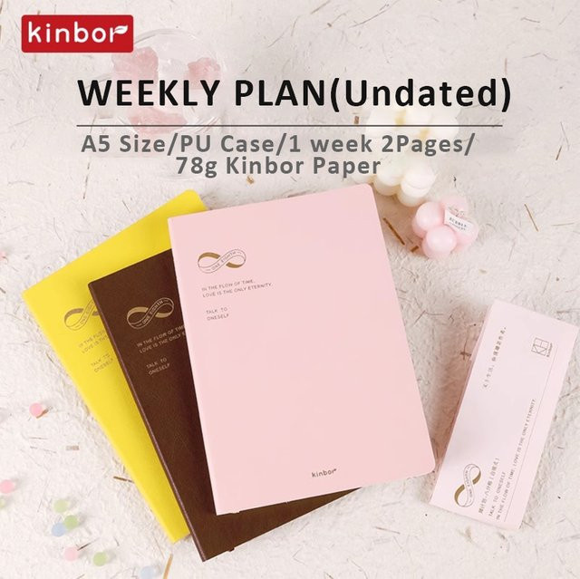Kinbor A5 Undatierter Planer 2025 mit Softcover aus PU-Leder und Checklisten für deine Ziele und Aufgaben - Bild 1