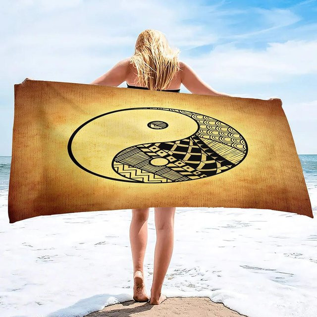 Strandtuch Yin und Yang von JMG Household Supplies, braun, sandfest und schnelltrocknend, B: 100 cm, T: 50 cm - Bild 1