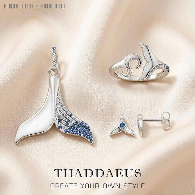 Thaddaeus Schmuckset Delphin, 925 Silber, Zirkonia, Damen - Bild 1