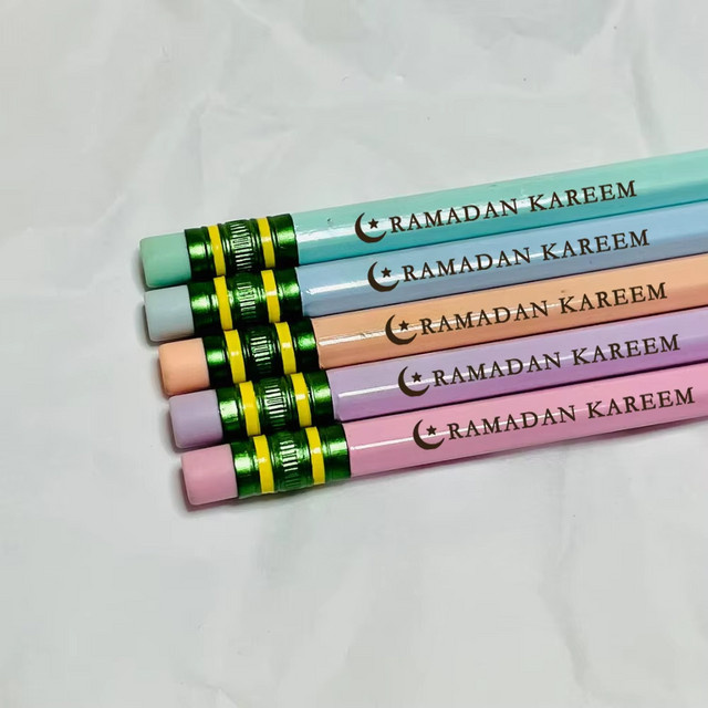 5 Stück Ramadan Kareem Lasergravurstifte mit Eid Mubarak Dekorzubehör aus Holz in Multicolour - Bild 1