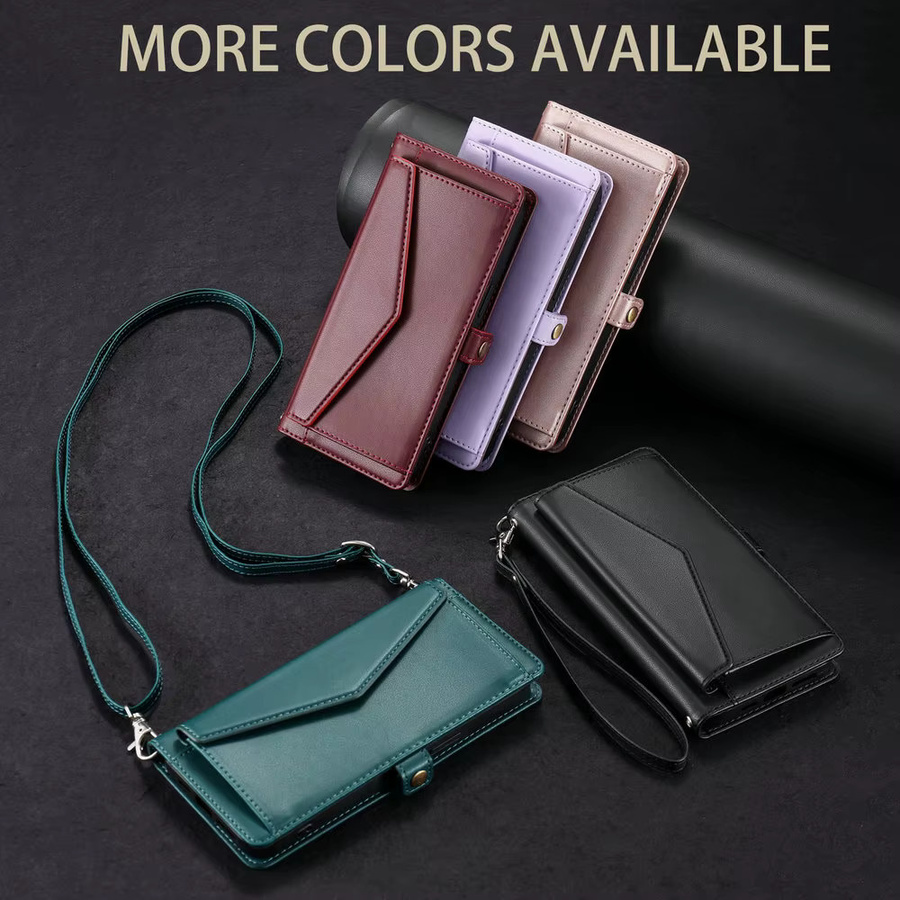 Luxus Leder-Brieftasche Crossbody-Hülle für Xiaomi Redmi Note 11 12 13 14 15 Pro Plus 5G in Blau - Bild 5