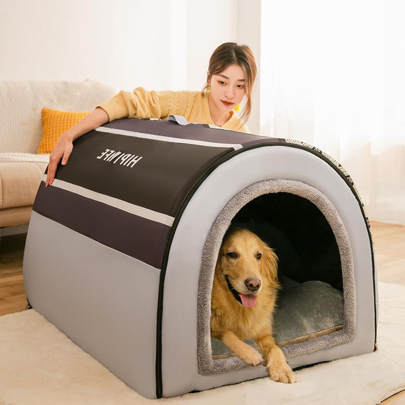 Warmes Hundehaus mit Blumenmuster von Household supplies MH, waschbares Haustierbett aus 100% Baumwolle in Multicolour, Größe M - Bild 2