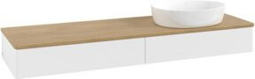 V&B Waschtischunterschrank Antao ohne Frontstruktur in Eiche Honig und Weiß lackiert, B: 160 cm, T: 50 cm - Bild 1