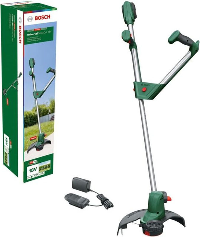 Bosch UniversalGrassCut 18V-260 Akku-Rasentrimmer in Grün/Schwarz mit Akku, Ladegerät und Nylonlinie sowie Teleskopstange - Bild 2
