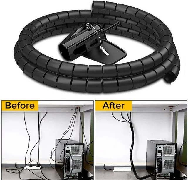 Maerknon Flexible Spirale Kabelmanagement-Schutzhülle in Schwarz, Länge: 2 m, Durchmesser: 10/16 mm - Bild 1