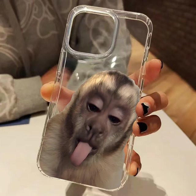 Transparente Silikonhülle mit lustigem Affenmuster für iPhone 11 bis iPhone 17 Pro Max - Bild 1