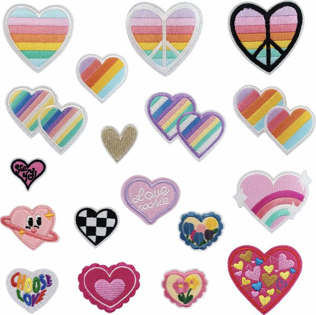 Herz Stickerei Bügelpatch in Multicolour für DIY Näharbeiten und Kleidung zur Reparatur - Bild 1