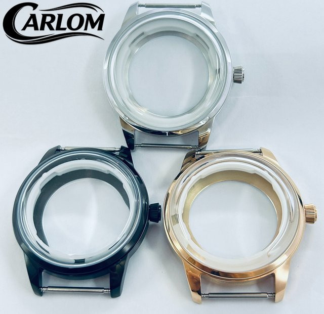 Carloms Uhrengehäuse Edelstahl, 40 mm, Silber, Schwarz, Roségold, Unisex - Bild 1