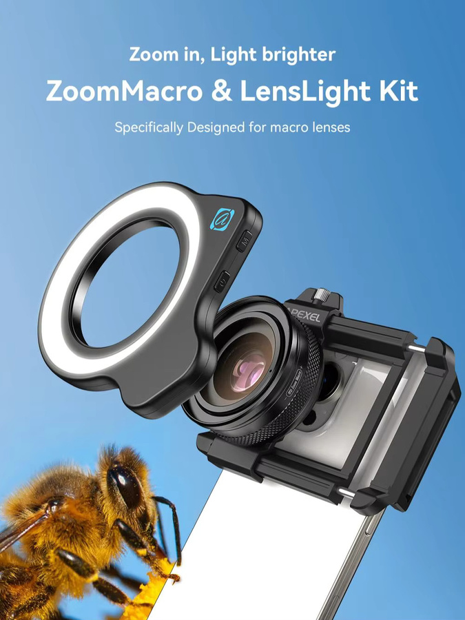 Apexel HD 10-20X Zoom-Makroobjektiv mit LED-Fülllicht in Schwarz für iPhone, Samsung und alle Smartphones zur Mikro- und Wimpern-Makrofotografie - Bild 7