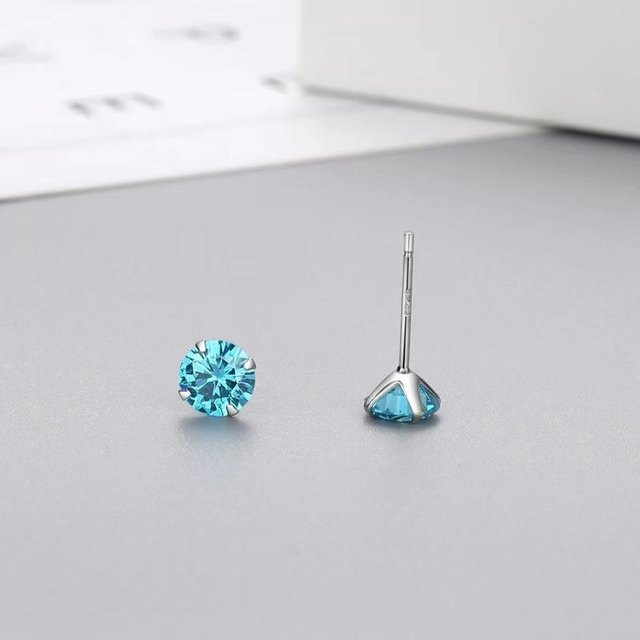 Ohrstecker Zirkonia, hellblau, Unisex - Bild 1