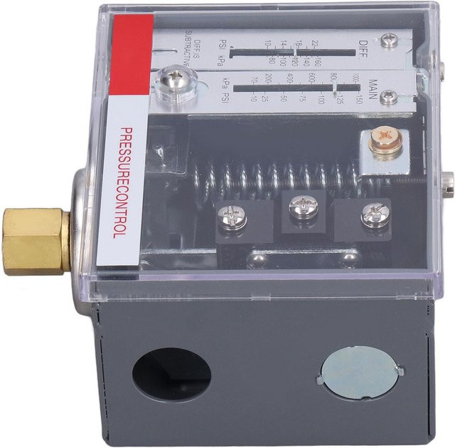 LEFOO Druckregler Steuerschalter für Kessel Wasserturm 225psi NPT1/4-1/8 SPDT in Grau aus Edelstahl - Bild 1