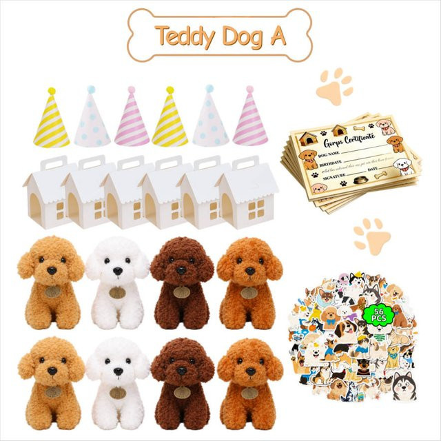 Teddy Hunde DIY Adoptiere einen Welpen, 8-teiliges Set, Plüschwelpen Kuscheltiere, ab 14 Jahren - Bild 1