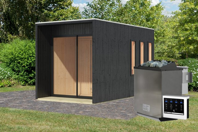 Saunahaus MIRAMAR in Schwarz mit 9.0 kW BioKombiofen und Steuergerät, B/T/H: 220 x 429 x 200 cm (Hinweis: Die Maße im Originaltext sind unvollständig/fehlerhaft, daher nur die verfügbaren Werte übernommen) - Bild 1