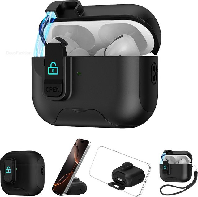 Apple Schutzhülle für AirPods in Weiß mit magnetischer Sicherheitsverschlussabdeckung und Trageschlaufe - Bild 1