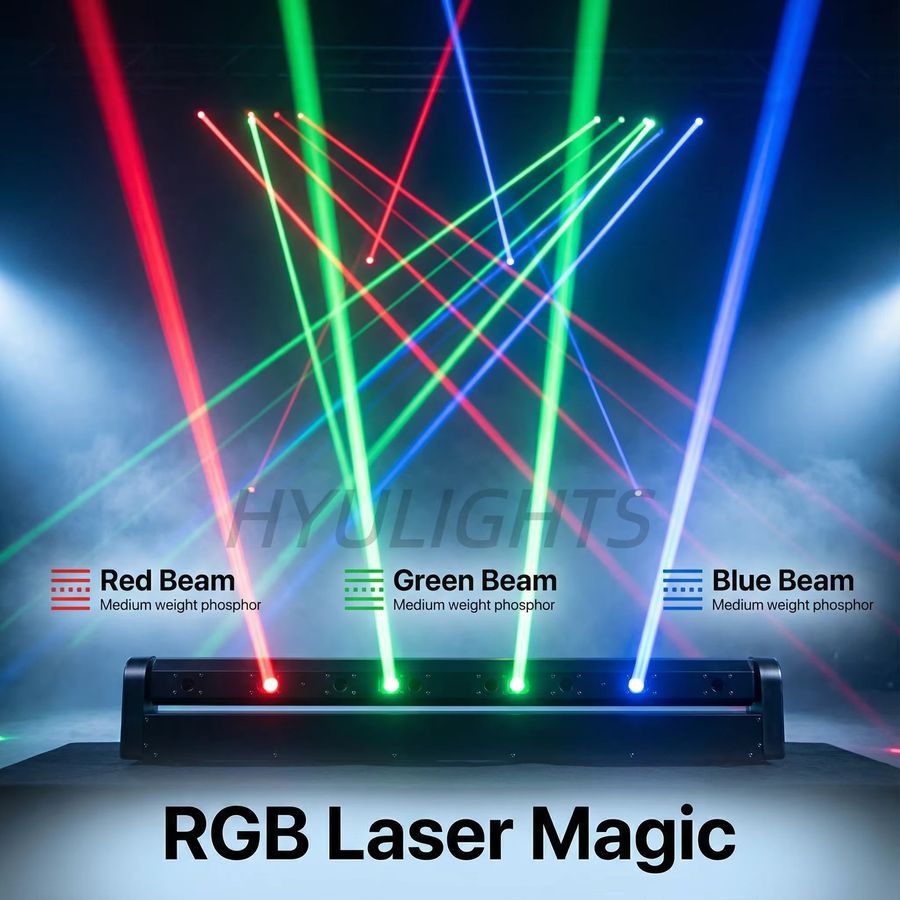 HYULIGHTS 8-Augen Laserstrahllicht Moving Head mit DMX512 RGB-Farbe in Schwarz, 120W Lasershow für DJ, Party und Nachtclub - Bild 2