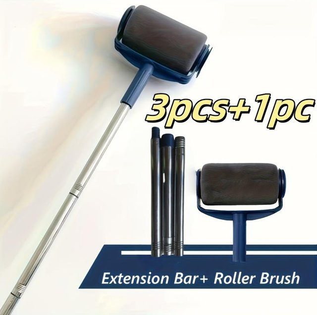 YC Direct Farbroller-Set mit 3 Verlängerungsrohren und 1 Rollenkopf, Grau/Blau, ideal für wasserbasierte Wandfarben und Latexfarben - Bild 1