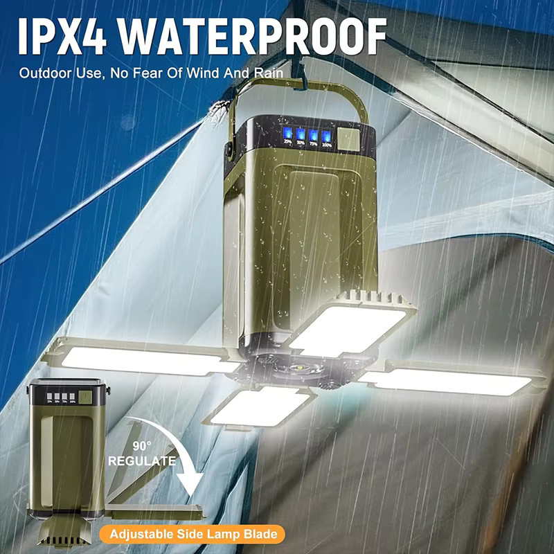 Solar-Campinglampe mit USB-LED und wasserdichter Funktion in Grün für Garten, Angeln und Wandern - Bild 4