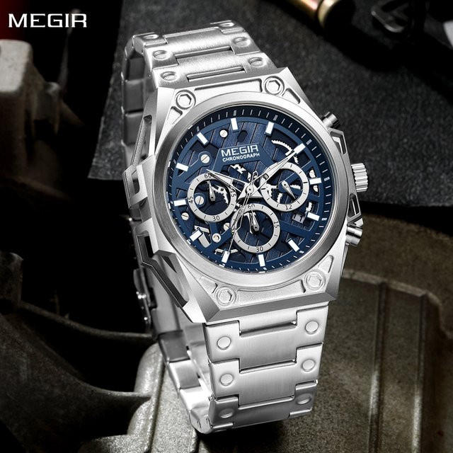 MEGIR Armbanduhr Chronograph, Quarz, Edelstahl, 5 ATM, Herren - Bild 1