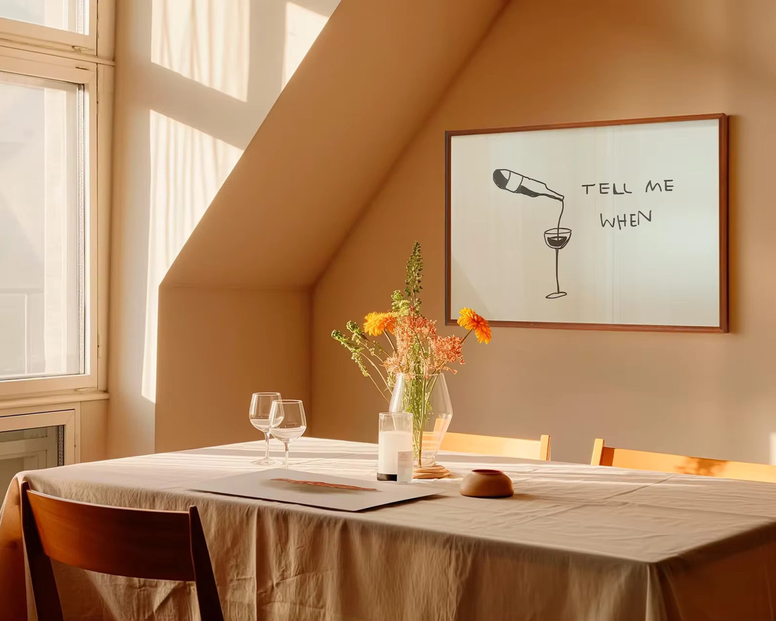Digitaler Kunstdruck mit lustigem Wein-Zitat für Küche und Bar, horizontales Poster, ungerahmt - Bild 2