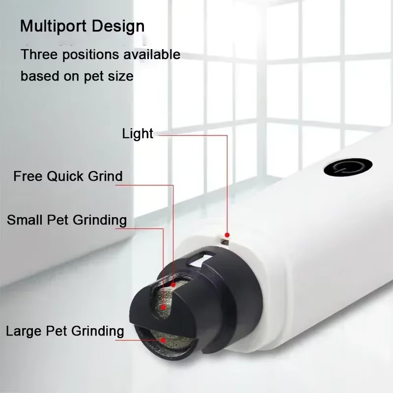 Elektrische Hundenagelschere in Weiß mit LED-Licht und USB-Ladefunktion für Hunde und Katzen - Bild 3
