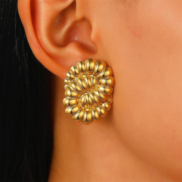 Erpels Ohrstecker Edelstahl, Gold Farbe, Spirale Textur, Damen - Bild 1