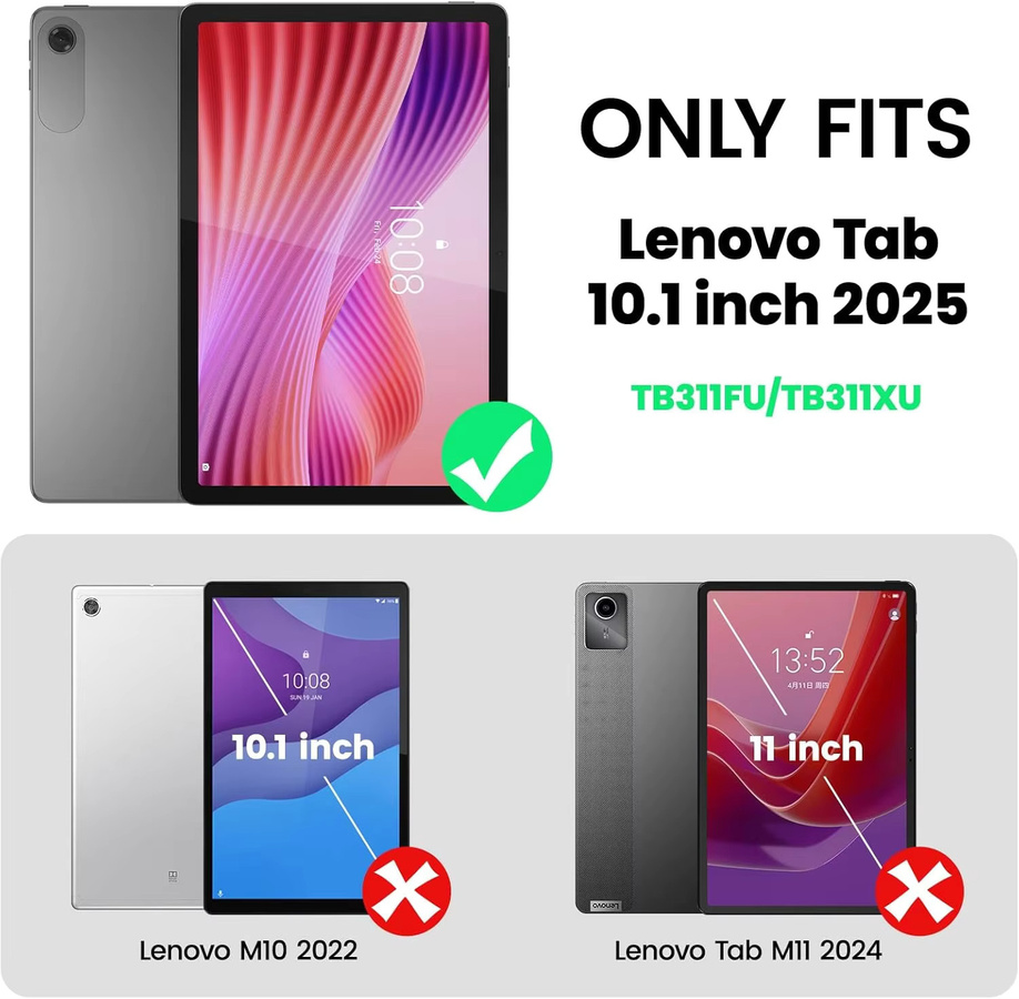 Lenovo Tablet-Displayschutzfolie aus gehärtetem Glas für Tab 10,1 Zoll (2025) TB311FU / TB311XU, transparent, HD-klar und Anti-Fingerabdruck - Bild 2