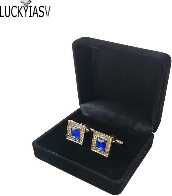 Manschettenknöpfe und Krawattenclip Set von luckyiasv in Schwarz mit Samt und Metall inklusive Geschenkbox für Herren - Bild 1