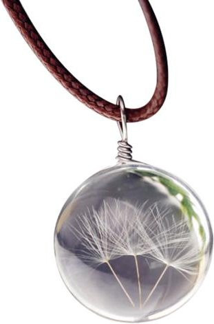 Halskette mit Löwenzahn-Glas-Anhänger, Auto-Kugel-Anhänger, Unisex - Bild 1