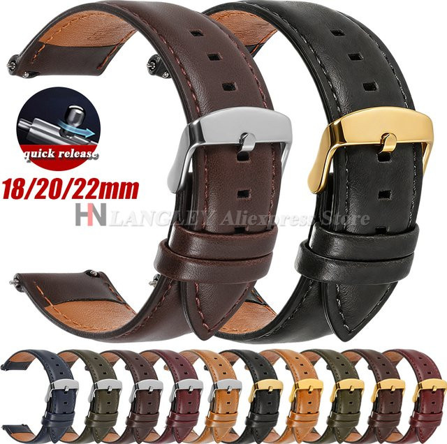 Uhrenarmband Rindsleder, Schnellverschluss, Schwarz, Unisex - Bild 1